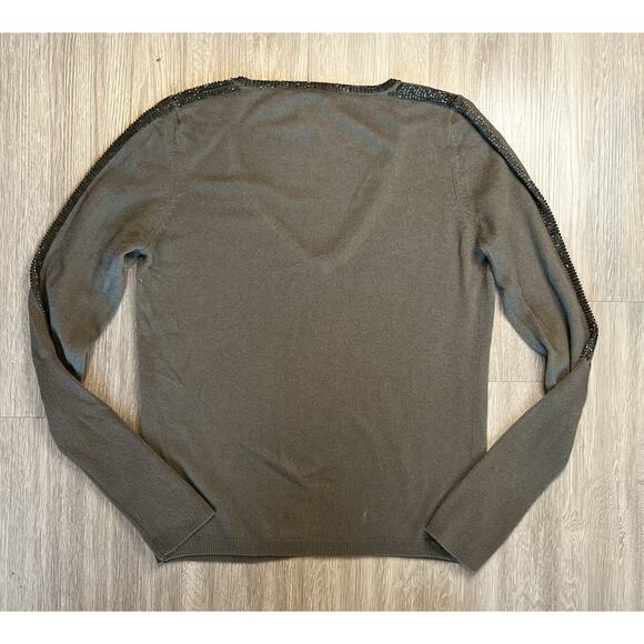 Antik Batik 100% Cashmere Beaded VNeck Sweater Size M, Luxury Boho Chic Pullover - Picture 3 of 6